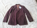 金利來(lái)（Goldlion）男裝燈芯絨豎條紋修身西服男士款秋冬商務(wù)休閑單西裝外套 酒紅-56 M 48A 曬單實(shí)拍圖