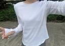 蕉下（beneunder）長(zhǎng)袖T恤女修身短款上衣顯瘦內(nèi)搭打底衫女CT021沁柔白XL 曬單實(shí)拍圖
