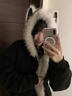 燦圖黑色貓耳座山雕夾棉服女秋冬季加厚保暖情侶襖子外套重磅上衣服潮 黑色 M 曬單實(shí)拍圖