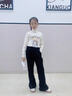 卡兔藍(lán)貓（KATULANMAO）女童加絨褲子2023新款加厚童裝中大童女孩秋冬裝洋氣一體絨喇叭褲 黑色 140碼 曬單實(shí)拍圖