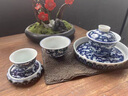 薈云軒青花陶瓷功夫三才蓋碗茶杯茶碗家用品茗杯主人杯蓋置壺承五件套裝 一路連科清和盤五件套 曬單實拍圖