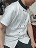 AETEL夏季短袖廚師工作服男女上衣輕薄透氣餐廳酒店廚師服定制白色XL 曬單實(shí)拍圖