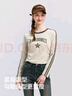 森馬（Semir）長(zhǎng)袖t恤女短款圖案插肩袖緊身春季美式撞色上衣107124101006 曬單實(shí)拍圖