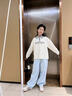 優(yōu)優(yōu)1點（Yoyo one）女童衛(wèi)衣套裝兒童2025新款洋氣秋裝牛仔闊腿褲大童女孩春秋季衣服 5013杏色+13181藍(lán)色【套裝】 140 140cm 曬單實拍圖