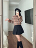 Teenie Weenie小熊女裝襯衫2025年秋季新款知識分子風(fēng)格紋翻領(lǐng)襯衫 棕色 S 曬單實(shí)拍圖