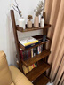 蔓斯菲爾全實(shí)木梯形書(shū)架置物架落地一體靠墻書(shū)柜學(xué)生家用客廳展示架收納架 【熱賣(mài)主圖款】梯形-5層深胡桃色 曬單實(shí)拍圖