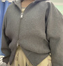 UR2025秋季新款女裝時(shí)尚休閑格雷系雙拉鏈連帽外套UWJ150026+ 花灰 S 曬單實(shí)拍圖