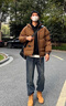 羅蒙男士棉服男款冬季新款2025棉衣加厚防寒羽棉絨服保暖寬松棉襖外套 焦糖色 XL 【推薦130-150斤/170-180cm】 曬單實(shí)拍圖