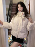 京芽冬天棉服加絨加厚女學(xué)生波點(diǎn)2025新款短外套小個(gè)子羽絨棉衣棉襖 米白色 L 曬單實(shí)拍圖