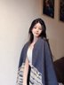 viney圍巾女冬季保暖披肩空調房外搭斗篷毛毯生日禮物送女友老婆 【空竹圖騰灰米禮盒裝】實(shí)用高檔 曬單實(shí)拍圖