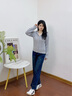 Teenie Weenie【趙露思同款】小熊女裝毛針織衫2025年秋季新款復古連帽外套 中灰色 M 曬單實(shí)拍圖