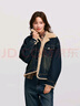 森馬（Semir）牛仔外套女拼接仿兔毛翻領(lǐng)寬松港風(fēng)冬季落肩夾棉夾克103724108001 曬單實(shí)拍圖