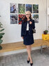 顏域小香風(fēng)外套半身裙兩件套女2025新款秋季穿搭名媛氣質(zhì)職業(yè)套裝 深藍 M 曬單實(shí)拍圖