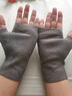 回力（Warrior）半指手套男女冬季露指德絨保暖學(xué)生寫(xiě)字打字辦公加絨手套 灰色【連指款】 曬單實(shí)拍圖