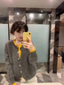 蘇雨薇設計感藍色假兩件針織開(kāi)衫女秋冬獨特超好看內搭打底毛衣別致上衣 藏青【關(guān)注店鋪-送運費險】 S 推薦（80-95斤）【送運費險】 曬單實(shí)拍圖