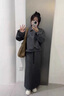 艾美琦美（AIMEIQIMEI）2025新款秋裝搭配一整套胖妹妹200斤衛(wèi)衣顯瘦大碼女裝套裝連衣裙 深藍(lán)色套裝 2XL [建議140-160斤] 曬單實(shí)拍圖