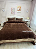南極人（Nanjiren）江蘇南通牛奶絨四件套高克重雙面絨珊瑚絨被套高檔雙人冬季絨被罩 曼德拉-咖色【高克重 厚實(shí)不掉絨】 床單款 1.8m四件套-被套200x230cm 曬單實(shí)拍圖