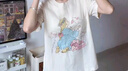 頂瓜瓜純棉女睡衣帶胸墊100%純棉短袖長(cháng)褲休閑家居服可外出 HYY-J6614# XL 【推薦120-140斤】 曬單實(shí)拍圖