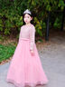 乖奇奇（ALERTCHYCHY）女童禮服公主裙花童婚禮小女孩主持人晚禮服鋼琴演出服長袖蓬蓬紗 粉色長款361-D2 140cm 曬單實拍圖