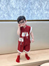 G.DUCKKIDS小黃鴨周歲禮服男寶寶抓周衣服女漢服百日宴百天滿(mǎn)月嬰兒套裝夏季 紅色+香囊 90 建議1~2歲【 80-90cm】cm 曬單實(shí)拍圖