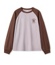 森馬（Semir）長(cháng)袖T恤女中長(cháng)款寬松字母圓領(lǐng)衣服秋潮流復古撞色插肩袖上衣 紅咖色調00365 L 曬單實(shí)拍圖