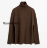 Massimo Dutti秋季新品2025女裝 氣質(zhì)優(yōu)雅百搭款羊毛針織套頭高領(lǐng)毛衣 05752535 摩卡棕 M (170/92A) 曬單實(shí)拍圖