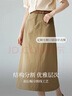 茵曼（INMAN）復古通勤開(kāi)叉半身裙女百搭舒適全棉中長(cháng)A字裙子 土卡其 S 曬單實(shí)拍圖