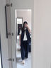 艾美琦美（AIMEIQIMEI）小香風(fēng)連衣裙套裝女秋季2025新款大碼女裝氣質(zhì)顯瘦毛呢三件套冬季 咖色外套+黑色打底衫+黑色西裝半裙加腰帶 2XL [建議140-160斤] 曬單實(shí)拍圖