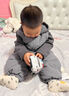G.DUCKKIDS小黃鴨嬰兒春裝男寶寶女薄絨背心連體衣秋冬款外套春秋分體套裝春 灰色 90cm 曬單實(shí)拍圖