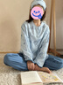 朵朵·可可24秋冬季新款親膚純棉印花寬松長袖長褲女家居服睡衣套裝 淺藍(lán)【不含發(fā)飾】 S (155) 曬單實(shí)拍圖
