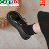 卡帝樂(lè )鱷魚(yú)（CARTELO）真皮厚底樂(lè )福鞋女2025春秋新款百搭學(xué)院黑色單鞋系帶英倫風(fēng)小皮鞋 黑色啞光 37 曬單實(shí)拍圖