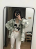 京多夢(mèng)襯衫女格子襯衫外套女2025秋季寬松韓版學(xué)生百搭長(cháng)袖襯衣休閑上衣 翠綠色 M  (建議90-110斤) 曬單實(shí)拍圖