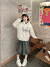 一寸相思灰色連帽衛衣女款設計感上衣秋冬2025年新款爆款寬松大碼加絨外套 白灰-暈染蝴蝶 XL【150-170斤】 曬單實(shí)拍圖