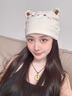 斐卡薇帽子女秋冬季孕婦遮光睡帽護額頭防風(fēng)可愛(ài)小熊月子帽大頭圍堆堆帽 超值換洗裝【米白小熊+粉色小熊】 曬單實(shí)拍圖