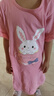 頂瓜瓜女童睡裙夏季短袖薄款兒童睡衣女孩純棉寶寶母女親子睡衣 深粉130 曬單實(shí)拍圖