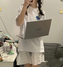 魯雅爾韓系chic可愛貓咪印花連帽衛(wèi)衣女春秋季小個子休閑寬松顯瘦外套潮 白灰色 L 曬單實拍圖