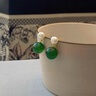 新中式國風(fēng)耳飾祖母綠色碧玉珍珠耳釘翡 小金珠綠瑪瑙耳釘 曬單實(shí)拍圖