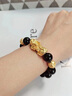 中國黃金招財貔貅黃金手鏈男黑曜石手串男生日禮物男友老公周年紀念 財源貔貅轉運黑曜石手串12mm 曬單實(shí)拍圖