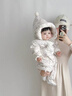 G.DUCKKIDS小黃鴨嬰幼兒連身衣女寶寶毛絨連體衣冬季嬰兒抱衣加厚哈衣棉服爬 灰色 66cm 曬單實(shí)拍圖