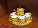 心飾園客廳英式下午茶茶具奢華歐式骨瓷水杯水壺家用套裝陶瓷茶杯禮盒裝 黃色望春玉蘭8頭水具 曬單實(shí)拍圖