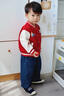幼歌（YOUGE）嬰幼兒2025秋季元?dú)鈱捤擅朗郊咏q棒球服親膚復(fù)古外套潮紅色90 cm 曬單實(shí)拍圖