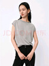 太平鳥(niǎo)女裝高級短袖針織衫女夏裝簡(jiǎn)約內搭打底上衣女 灰色 L 曬單實(shí)拍圖