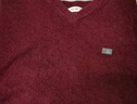 恒源祥100%純羊毛衫男士V領(lǐng)加厚粗針純色百搭毛衣HJ195 深紅 170/88A  曬單實(shí)拍圖
