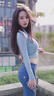 軒詩(shī)道中腰提臀無(wú)痕蜜桃臀牛仔褲女外穿修身翹臀豐臀顯瘦塑形瑜伽美臀褲 淺藍色（中腰蜜桃臀褲） 常規 S （80-90斤） 曬單實(shí)拍圖