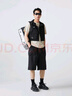 杰克·瓊斯（JACK&JONES）25年男裝T恤男夏季T恤舒適男士短袖涼感多色上衣純色水洗不易走形 黑色E40 2XL 190 曬單實(shí)拍圖