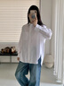 Marc O'Polo/MOP 夏季新款翻領(lǐng)梨形簡(jiǎn)約百搭高端洋氣法式長(cháng)袖襯衫女士上衣 白色100 36 (165) 曬單實(shí)拍圖