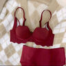 浪莎本命年紅色內衣女秋冬新品結婚新年小胸聚攏顯大文胸內褲套裝 曬單實(shí)拍圖