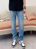 Calvin KleinJeans【涼感】25早秋新款男士休閑通勤ck修身微彈牛仔褲4RC751G XQE-牛仔淺藍(lán) 34 曬單實拍圖