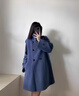 皮爾卡丹（pierre cardin）雙面羊絨斗篷大衣女2025新款秋冬小個(gè)子厚感短款毛呢外套 藍色 【款】 L 【108-120】 曬單實(shí)拍圖
