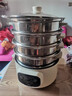 電蒸鍋雙層三層蒸菜饅頭家用自動(dòng)斷大容量多功能一體蒸饃電蒸籠 (304不銹鋼)36CM卡其色帶五個(gè)蒸籠 曬單實(shí)拍圖